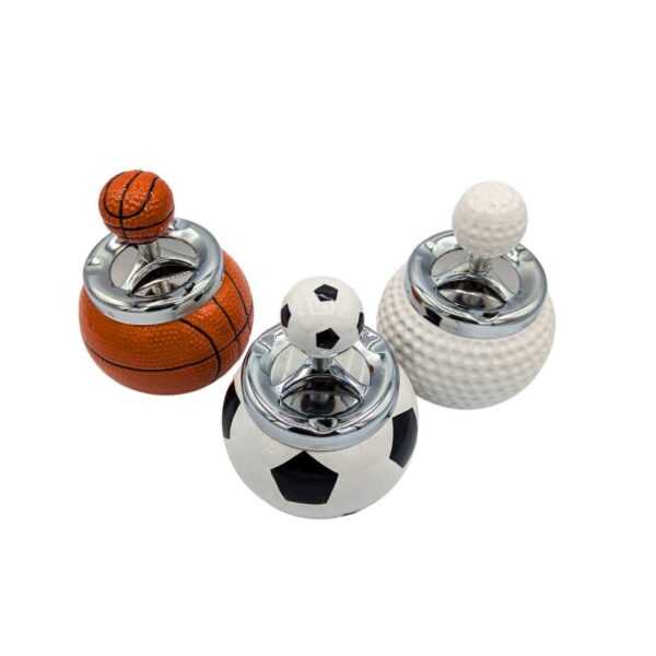 Cenicero de Metal Deportivo con Tapa Giratoria | Pelota Fútbol, Básquet y Golf