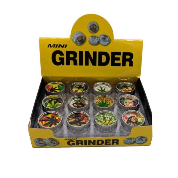 Mini Grinder Zinc 30 mm | 2 Partes | Diseños Bob Marley