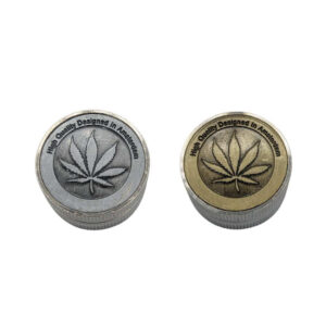 Grinder Zinc 30 mm | 2 Partes | Diseño Hojita Amsterdam Plata y Dorado