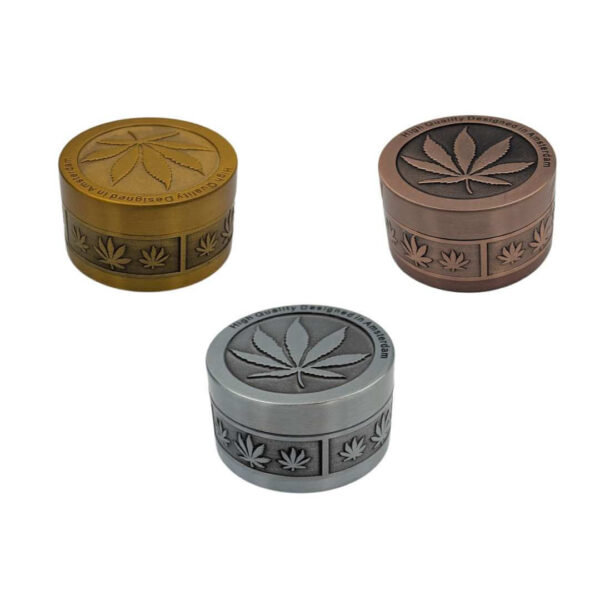 Grinder Zinc 50 mm | 3 Partes | Hoja de Cannabis | Diseño Amsterdam