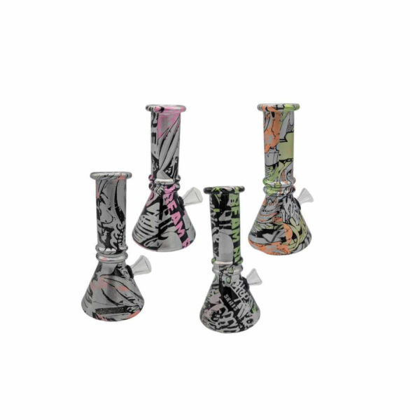 Bong de Vidrio Graffiti Glow – 8 cm con Pintura Fluorescente