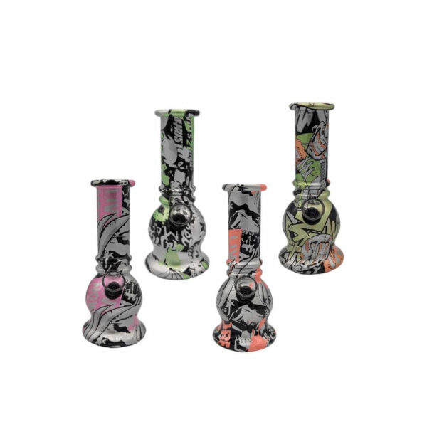 Bong de Vidrio Clasico Graffiti Glow – 6.4 cm con Pintura Fluorescente