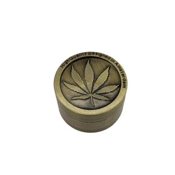 Grinder Zinc 40 mm | 3 Partes |  Diseño hoja de Cannabis - Imagen 3