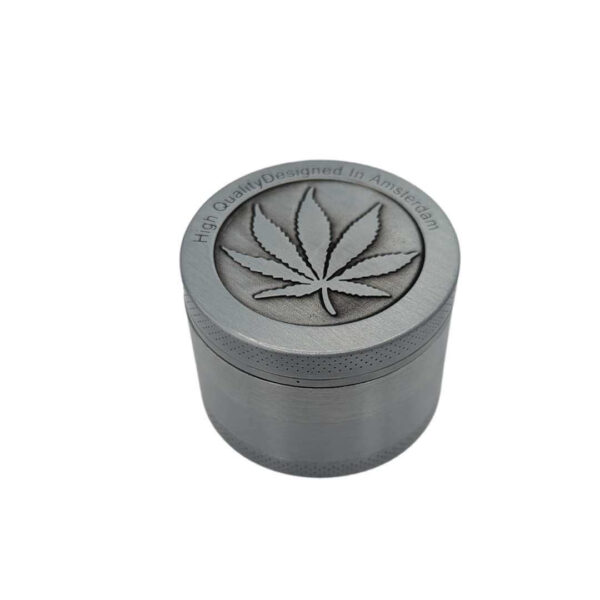 Grinder Zinc 40 mm | 4 Partes | Hoja de Cannabis | Diseño Amsterdam