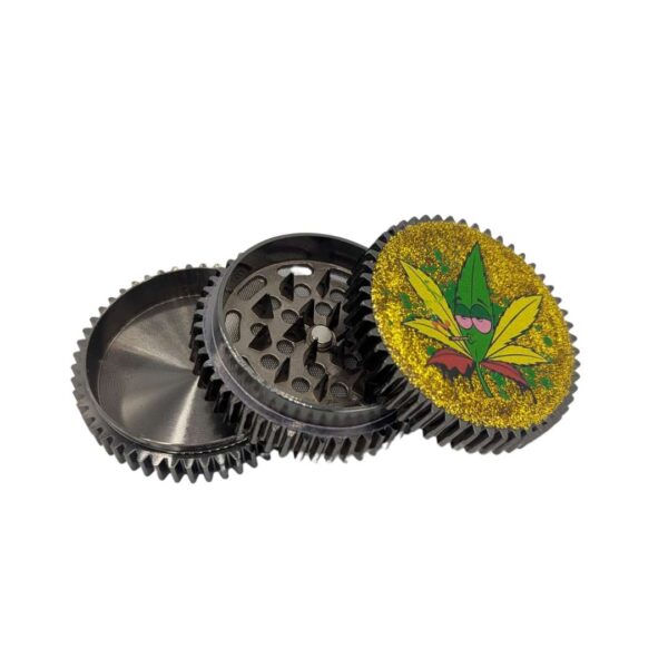 Grinder Zinc 52 mm | 3 Partes | Hoja Divertida Brillante - Imagen 2