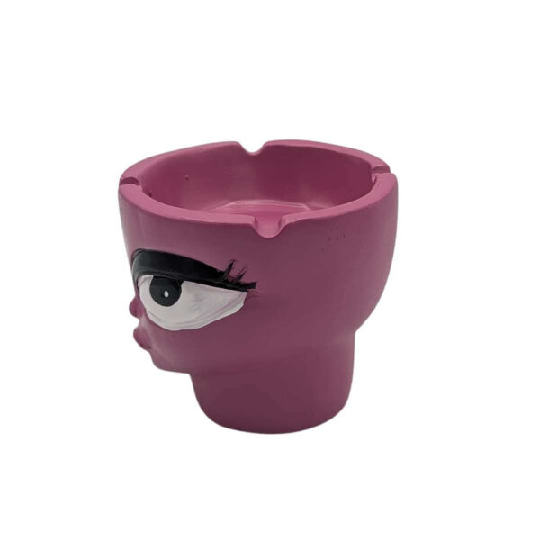 Cenicero de Cerámica con Diseño de Rostro | Color Violeta - Imagen 2