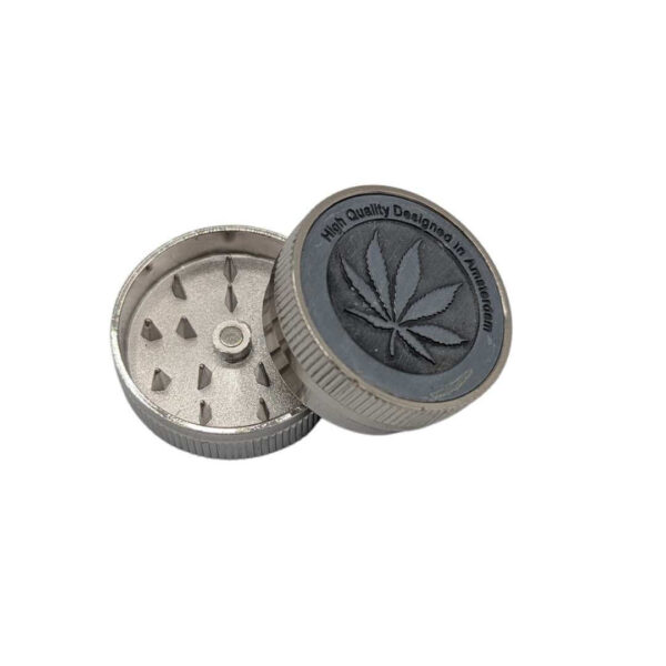 Grinder Zinc 30 mm | 2 Partes | Diseño Hojita Amsterdam Plata y Dorado - Imagen 3