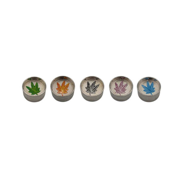 Mini Grinder Zinc 30 mm | 2 Partes | Hoja de Colores | 5 Diseños