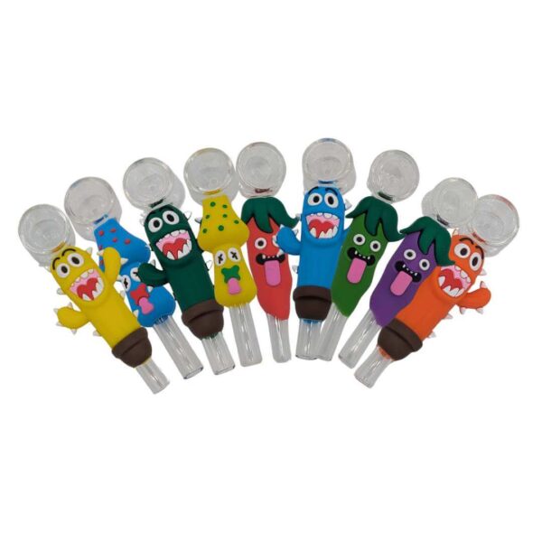 Pipa de Silicona con Vidrio | 11 cm | Divertidos diseños