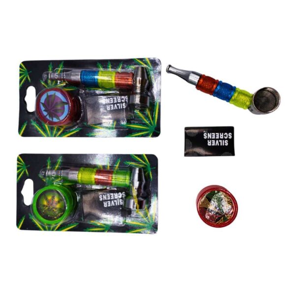 Kit Pipa Metálica con Grinder y Mallas