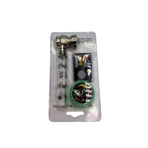 Kit Pipa de Vidrio + Grinder + Mallas - Imagen 2