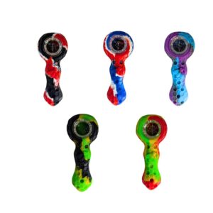 pipa de silicona 10.5 cm con bowl de vidrio