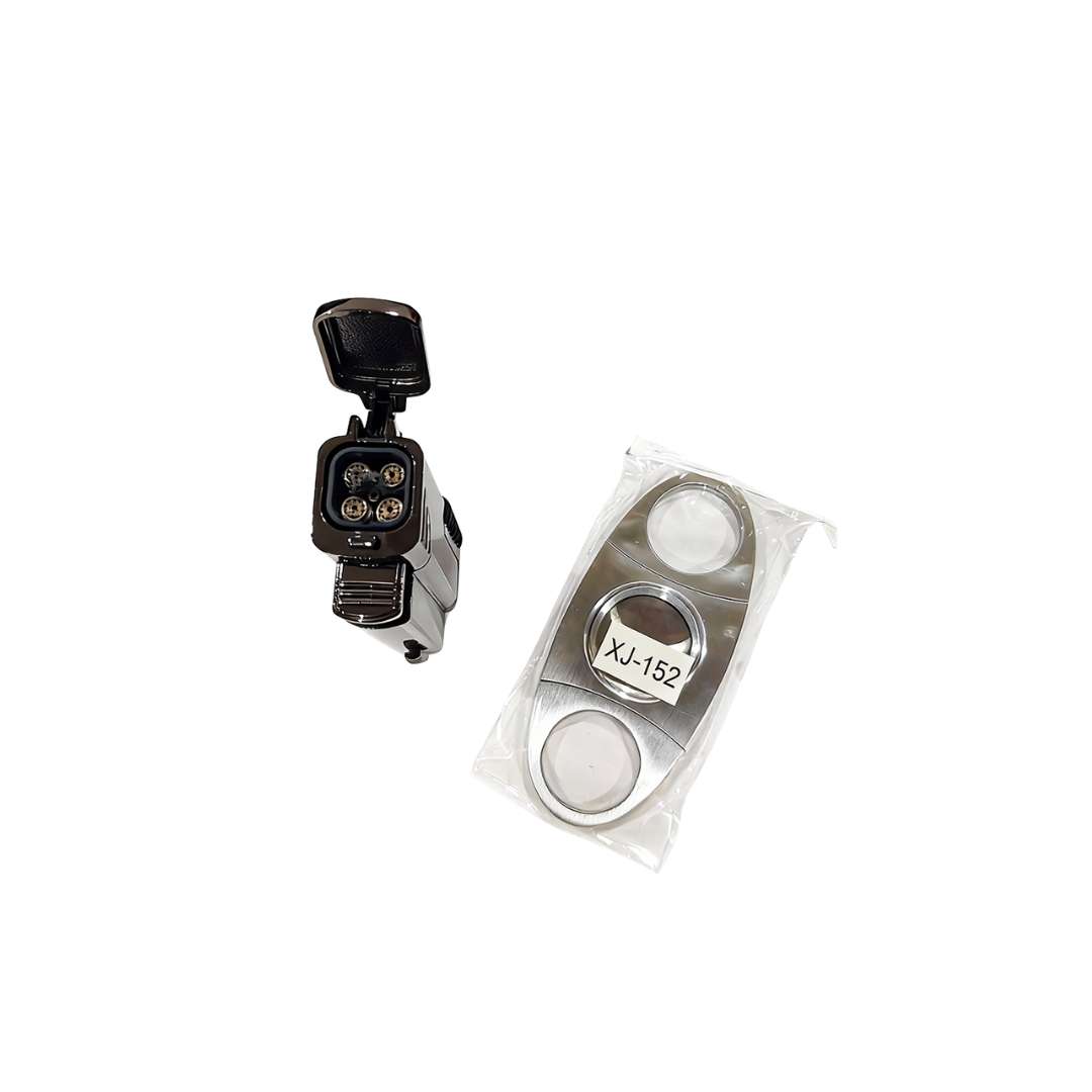 Porta Habanos Portátil de Cuero con Cedro + Soplete y Corta Puros - Imagen 4