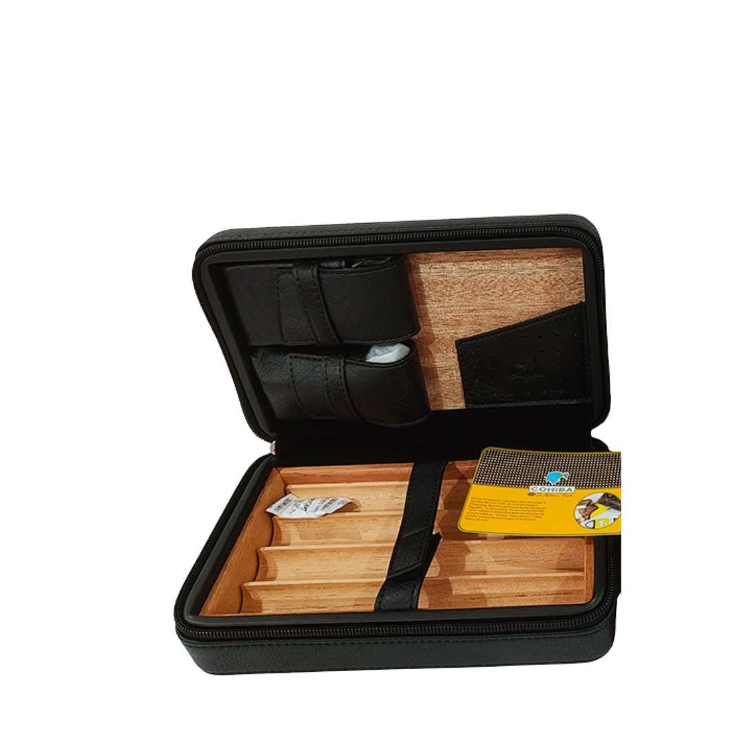 Porta Habanos Portátil de Cuero con Cedro + Soplete y Corta Puros - Imagen 3
