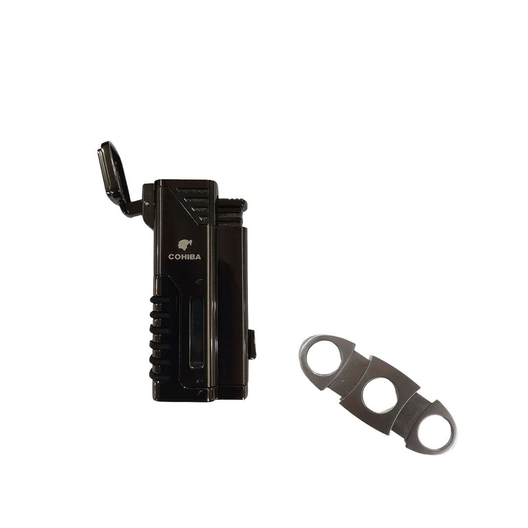 Porta Habanos Portátil de Cuero con Cedro + Soplete y Corta Puros - Imagen 2