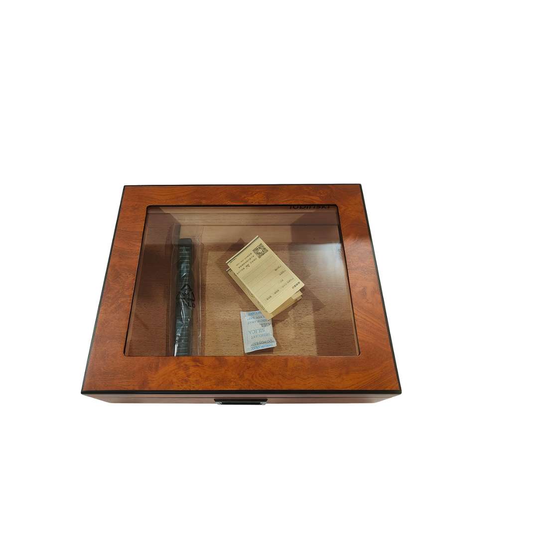 Humidor de Cedro para Habanos con Vidrio y Termómetro